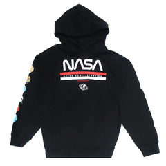 NASA Worm Logo Men's Black Planetary Hoodie Adult Hooded Sweatshirt