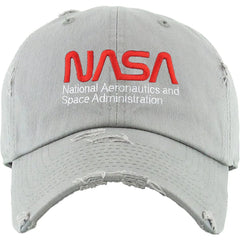 NASA Distressed Adjustable Gray Cotton Dad Hat