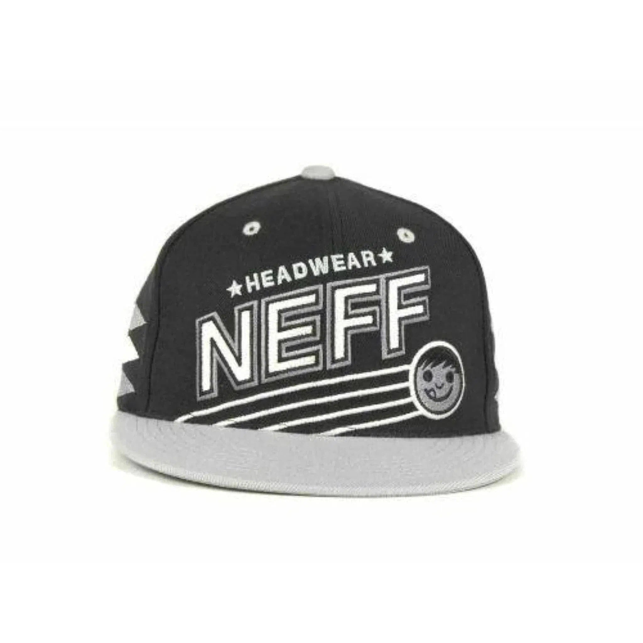 NEFF Sporty Black & Gray Flat Bill Snapback Hat Adjustable Cap