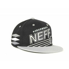 NEFF Sporty Black & Gray Flat Bill Snapback Hat Adjustable Cap