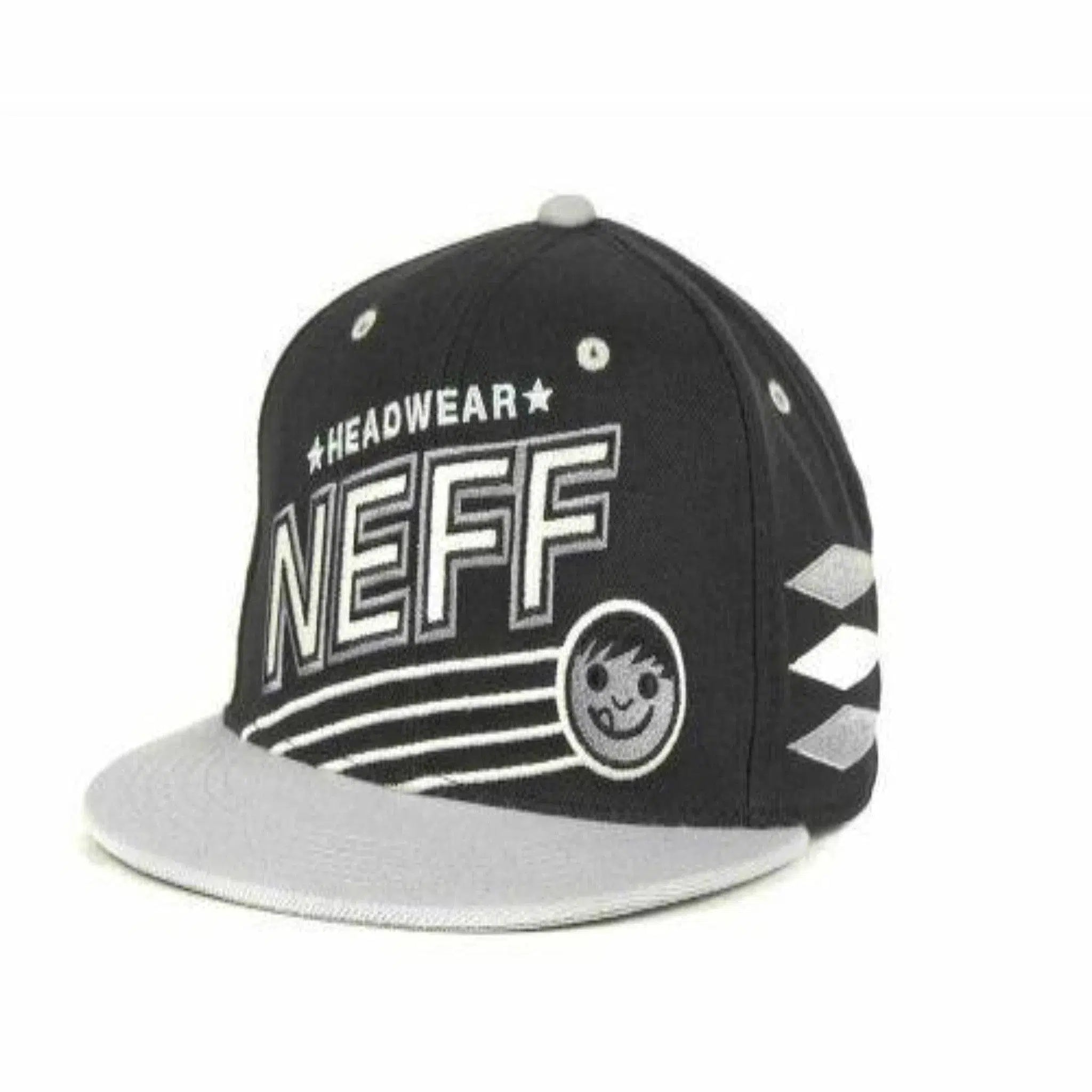 NEFF Sporty Black & Gray Flat Bill Snapback Hat Adjustable Cap