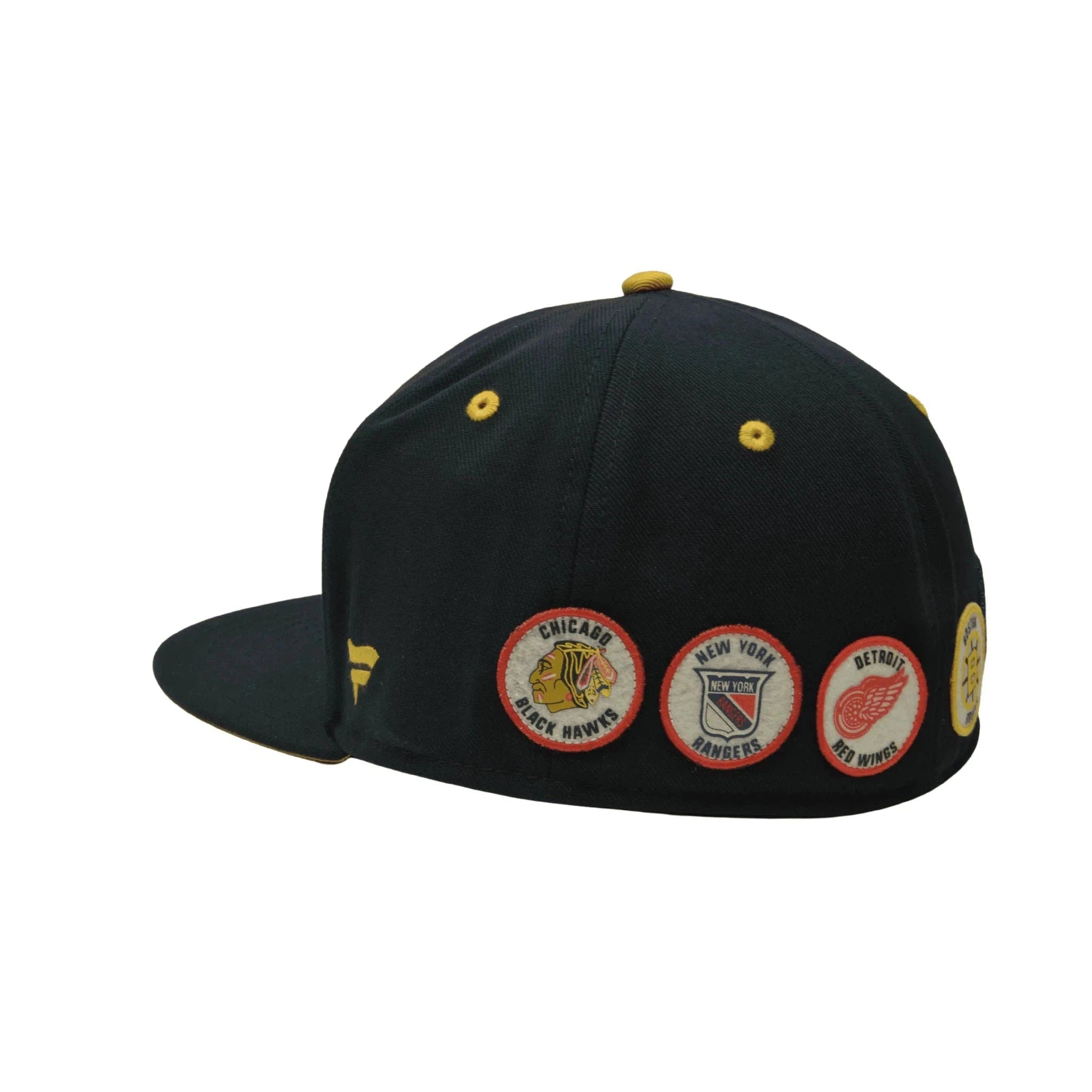 NHL Original Six Vintage NHL Team Fitted Black & Gold Hockey Hat by Fanatics