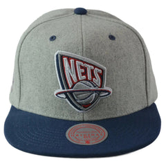 New Jersey Nets NBA HWC Melton Wool 2 Tone Gray & Blue Men's Snapback Hat by Mitchell & Ness