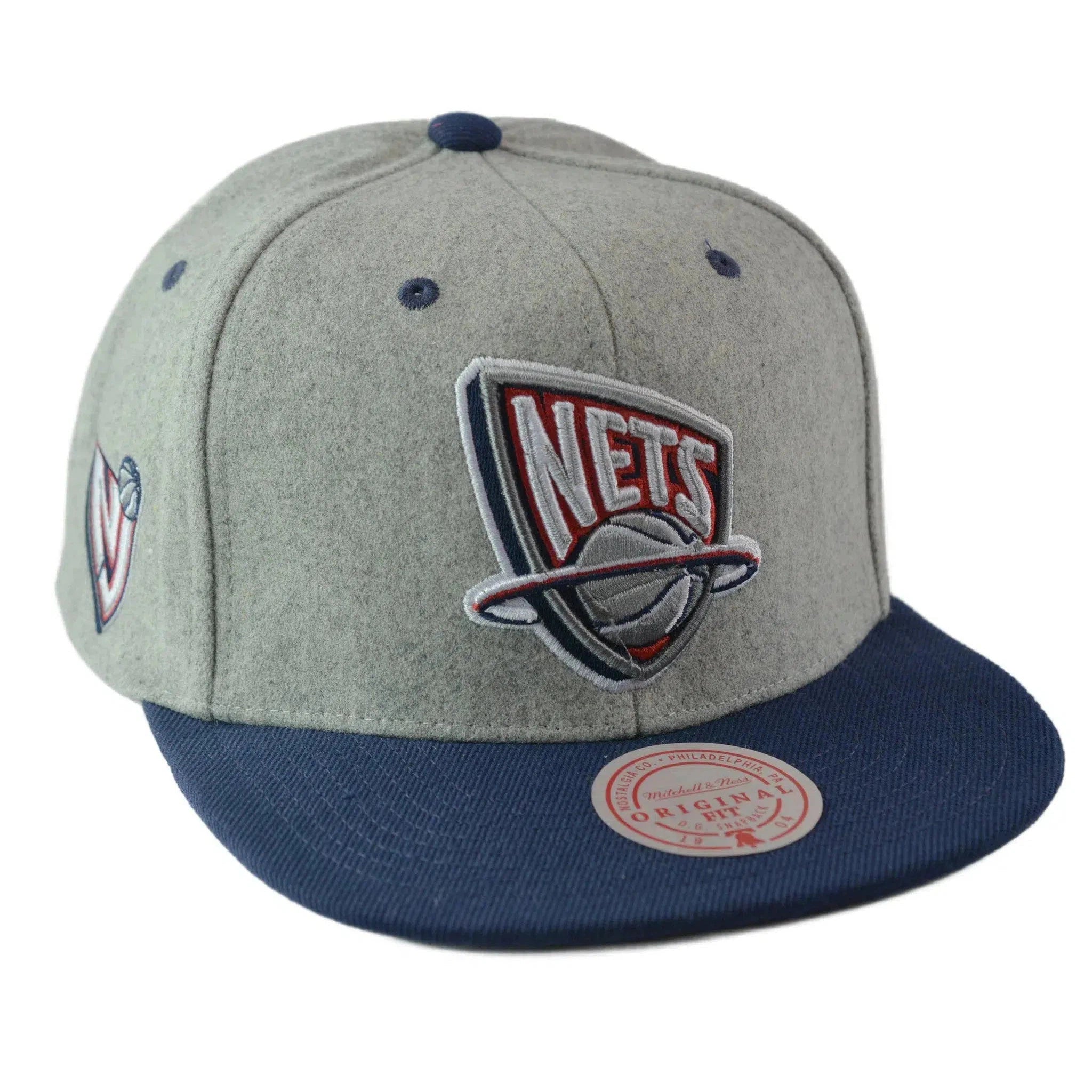 New Jersey Nets NBA HWC Melton Wool 2 Tone Gray & Blue Men's Snapback Hat by Mitchell & Ness