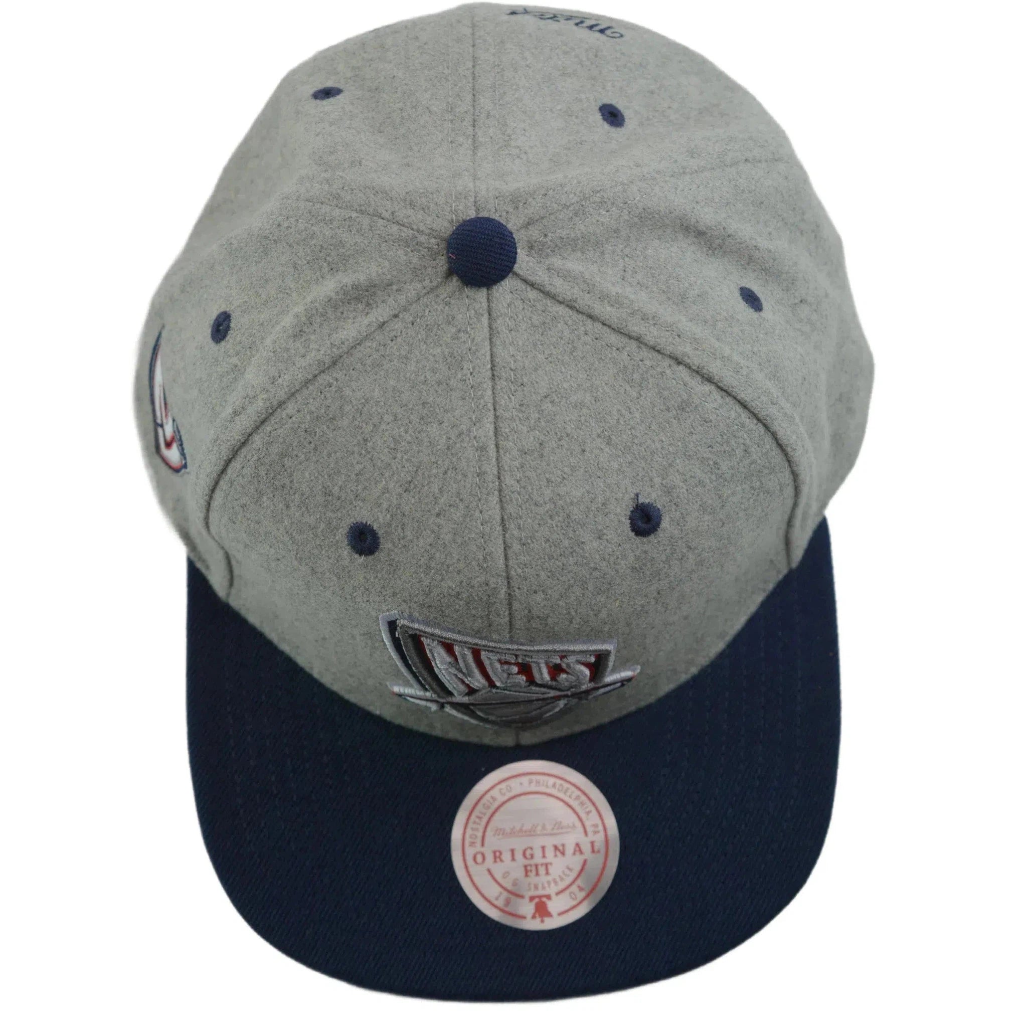 New Jersey Nets NBA HWC Melton Wool 2 Tone Gray & Blue Men's Snapback Hat by Mitchell & Ness