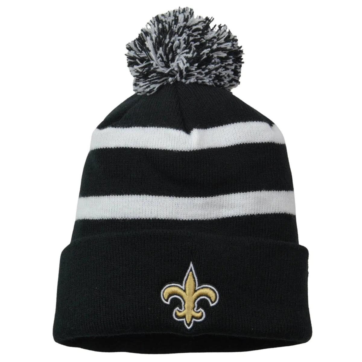 New Orleans Saints Striped NFL Breakaway Cuffed Knit Pom Pom Beanie Winter Hat