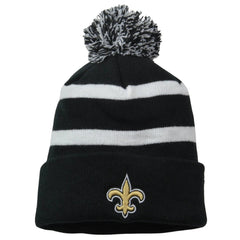 New Orleans Saints Striped NFL Breakaway Cuffed Knit Pom Pom Beanie Winter Hat