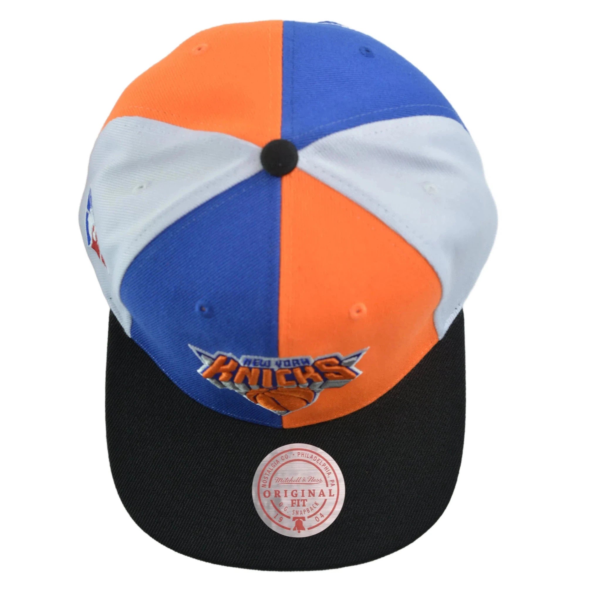 New York Knicks NBA Team Era Pinwheel Men's Snapback Cap, Flat Bill Hat by Mitchell & Ness