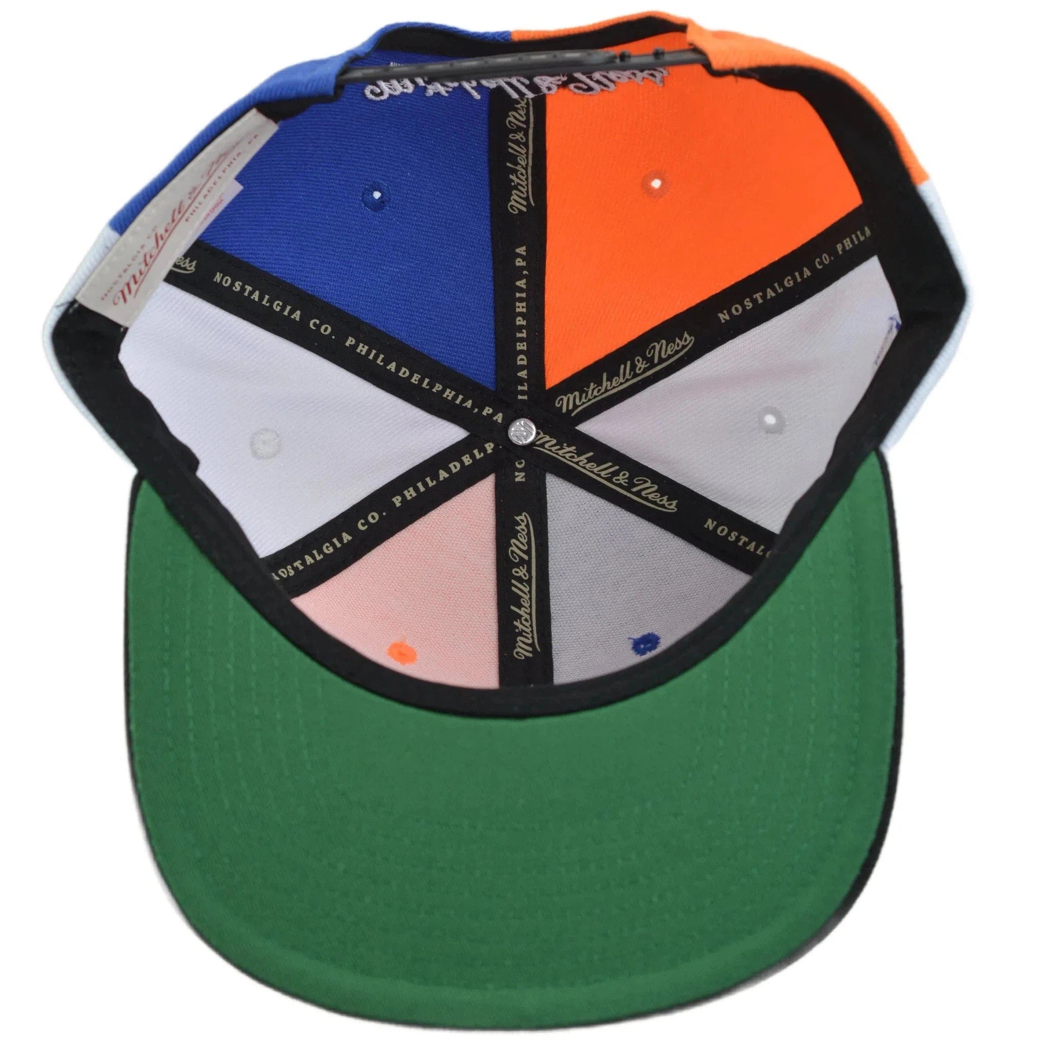 New York Knicks NBA Team Era Pinwheel Men's Snapback Cap, Flat Bill Hat by Mitchell & Ness