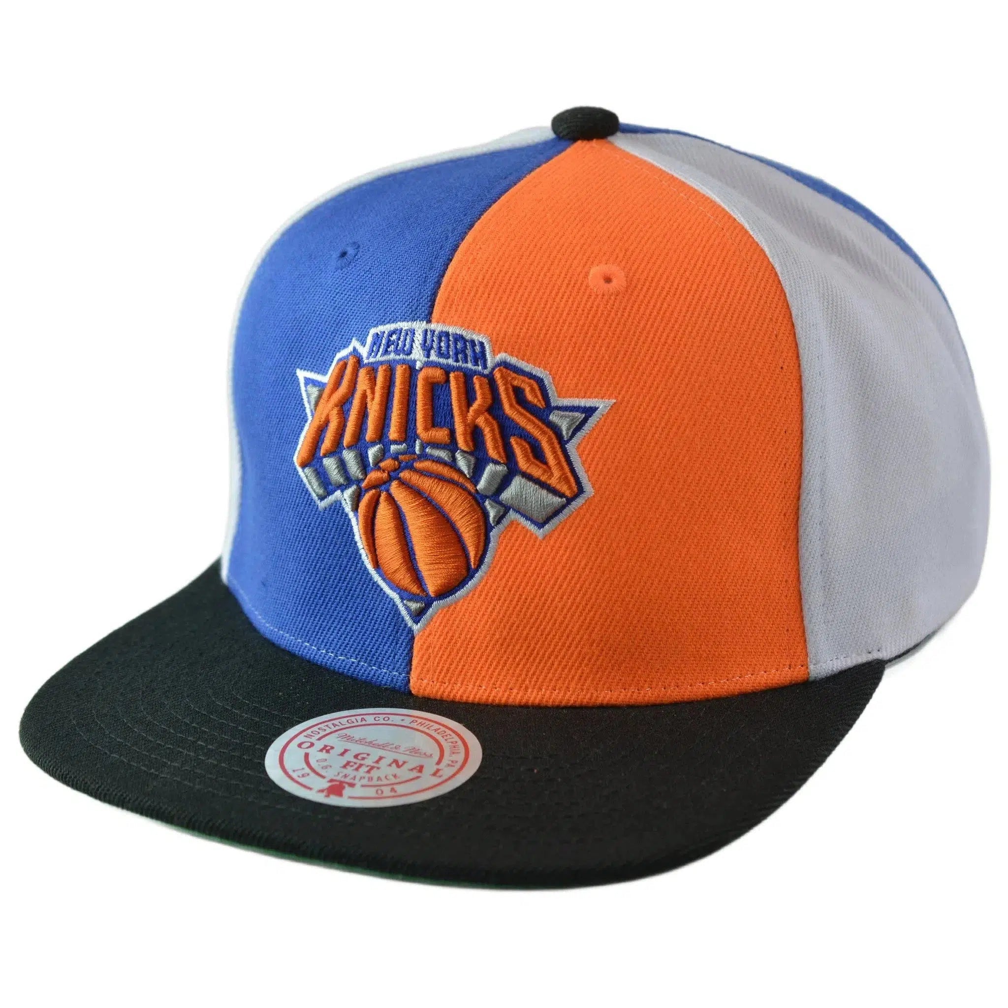 New York Knicks NBA Team Era Pinwheel Men's Snapback Cap, Flat Bill Hat by Mitchell & Ness