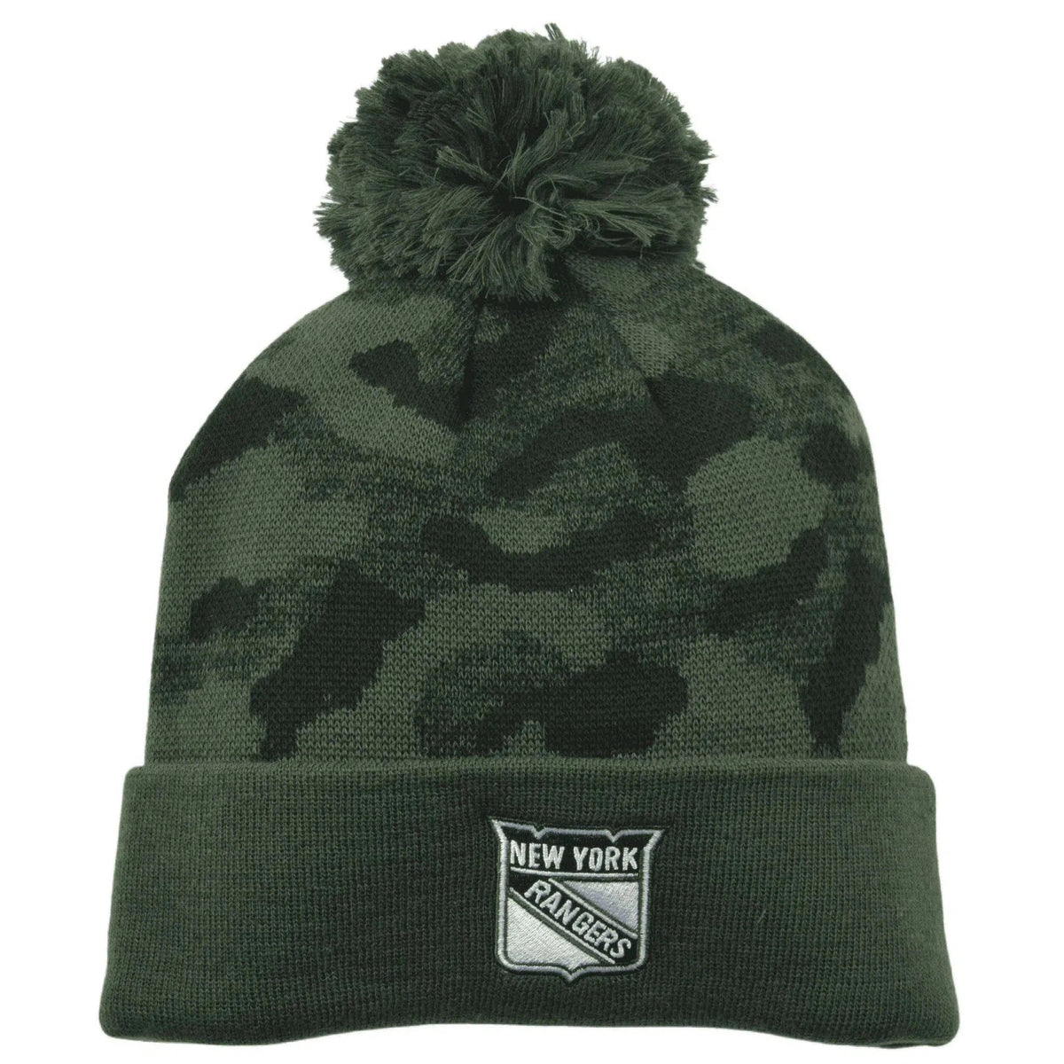 New York Rangers Adidas NHL Hockey Tonal Camo Knit Pom Pom Beanie Winter Hat