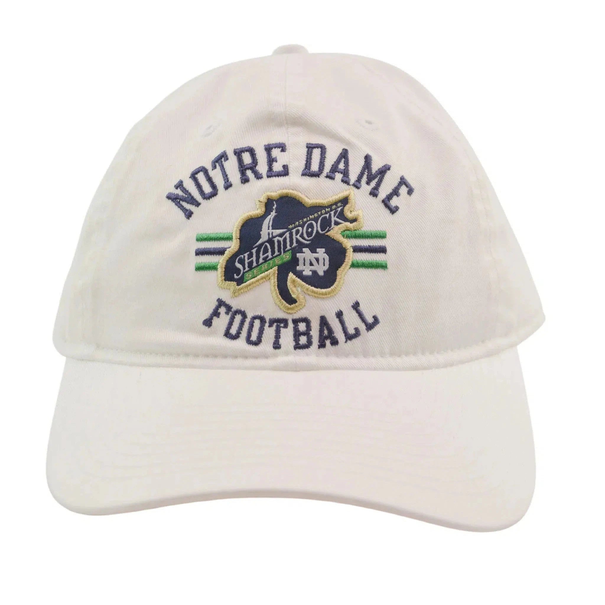 Notre Dame Fighting Irish Shamrock Series Football Relaxed Fit Adjustable White Cap Dad Hat