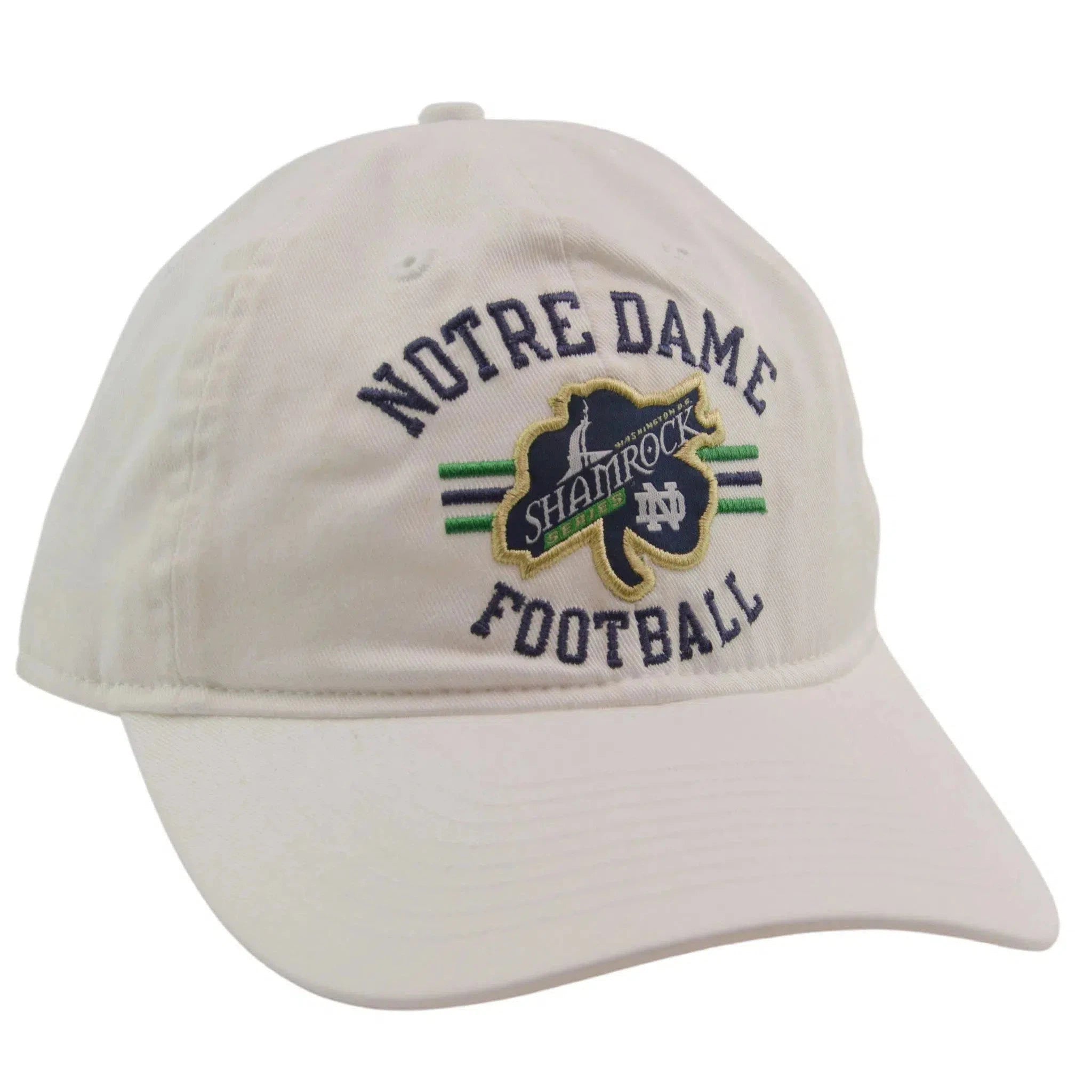 Notre Dame Fighting Irish Shamrock Series Football Relaxed Fit Adjustable White Cap Dad Hat