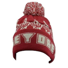OBEY Clothing Bird Knit Pom Pom Winter Beanie Red Hat