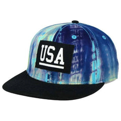 Official Brand USA Black & Tie Dye Adjustable Strap Flat Bill Hat