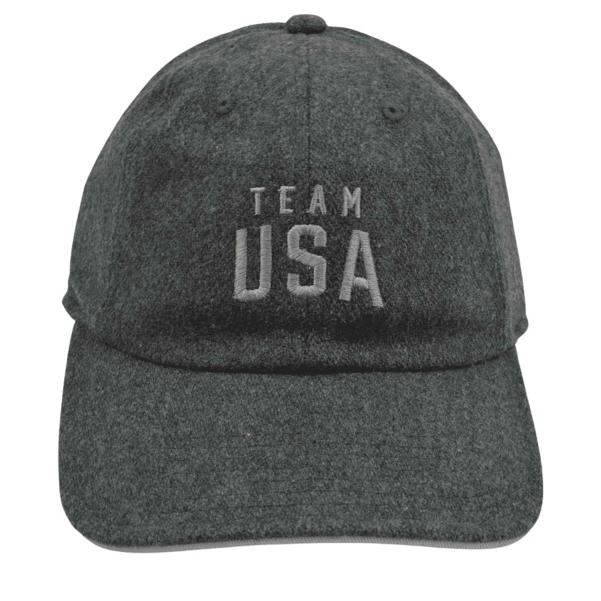 Officially Licensed Team USA Olympic Relaxed Fit Gray Melton Wool Strapback Hat