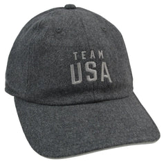 Officially Licensed Team USA Olympic Relaxed Fit Gray Melton Wool Strapback Hat