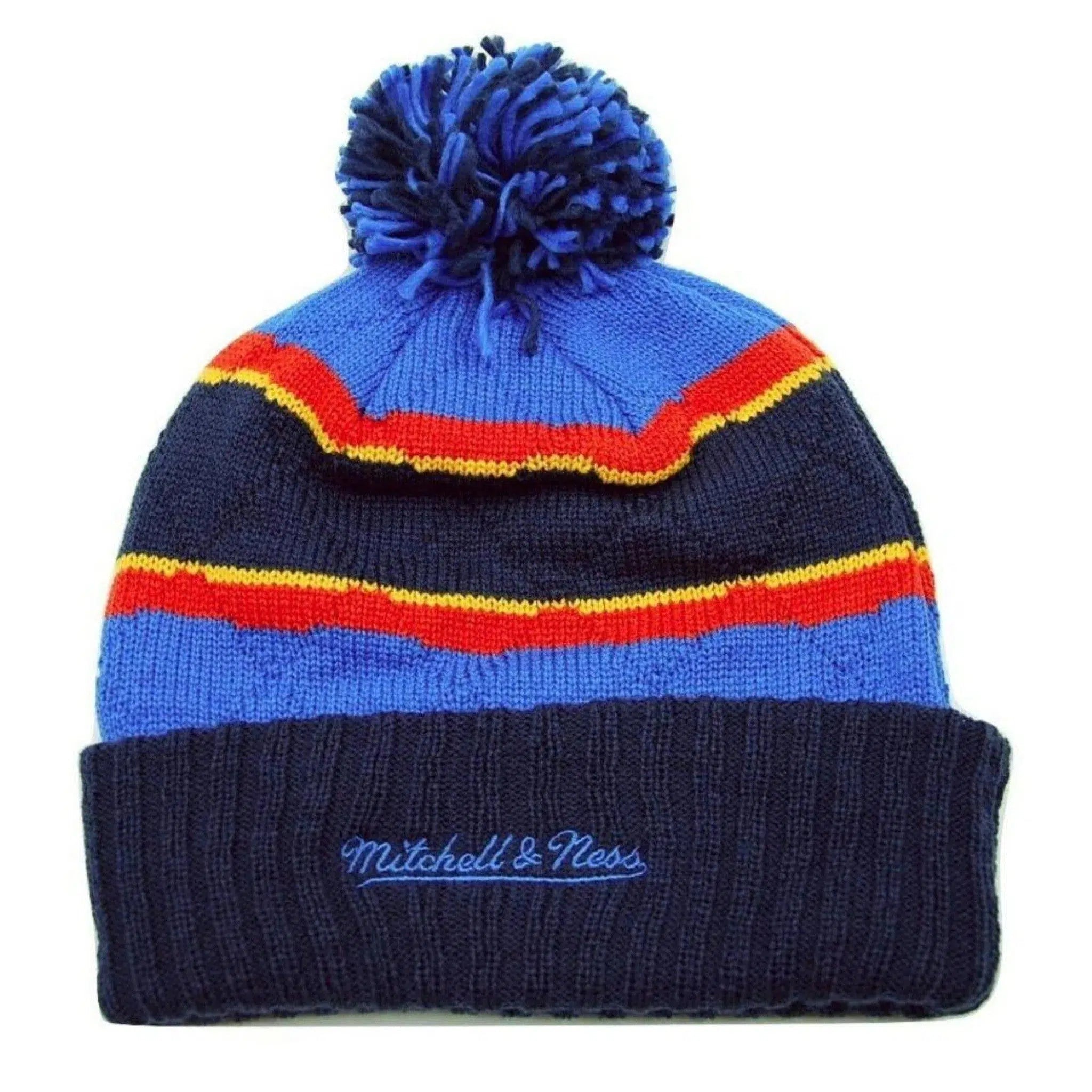 Oklahoma City Thunder OKC Mitchell & Ness High 5 NBA Basketball Pom knit beanie winter hat