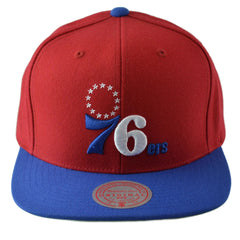 Philadelphia 76ers 2 Tone NBA Team Wool Blend Men's Snapback Hat by Mitchell & Ness