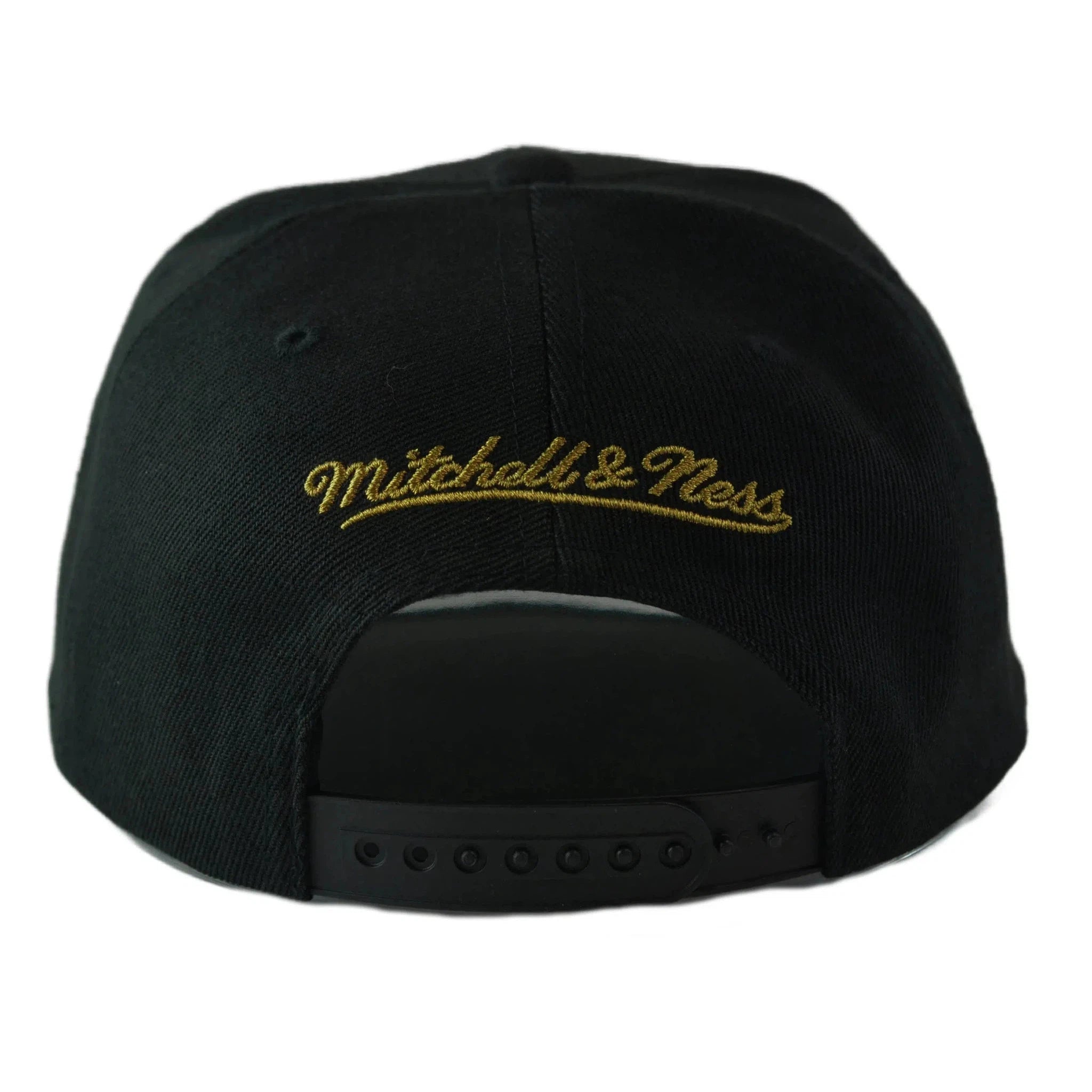 Philadelphia 76ers Metallic Gold NBA Team Logo Men's Black Snapback Hat by Mitchell & Ness