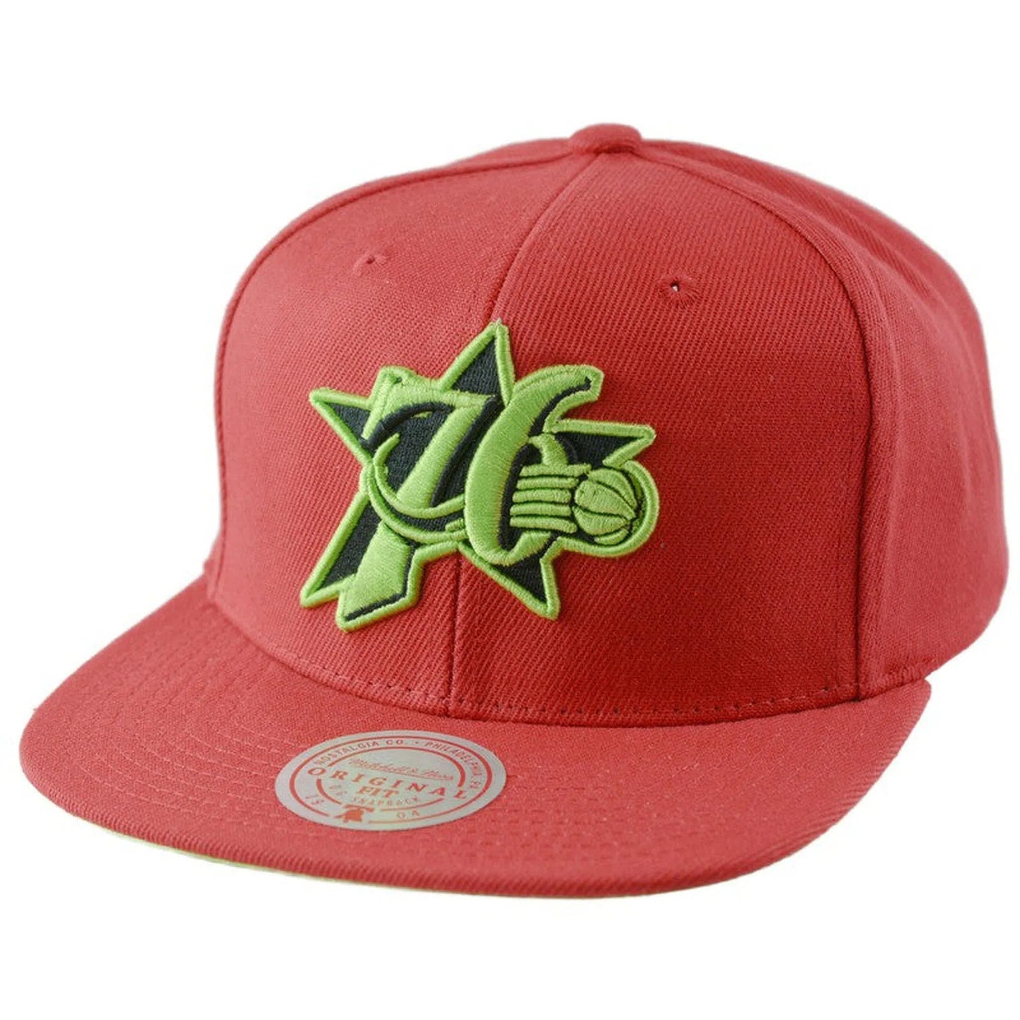 Philadelphia 76ers NBA Reverse Grinch Men's Basketball Flat bill Snapback Cap, Hat by Mitchell & Ness