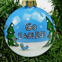 Philadelphia Eagles Hand painted NFL Football 3" Glass Christmas Holiday Ornament