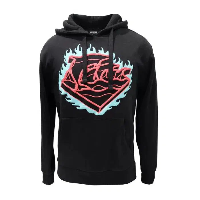 Pink Dolphin Designer Brand Slow Burn Men's Black Hooded Sweatshirt Graphic Hoodie