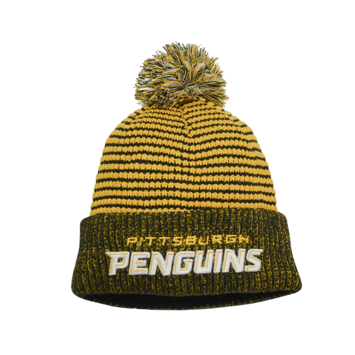 Pittsburgh Penguins NHL Team Wordmark Knit Beanie Pom Pom Winter Hat