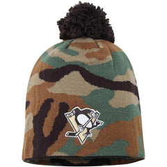 Pittsburgh Penguins Reebok NHL Hockey Camo Cuffless Beanie Knit Hat with Pom Pom