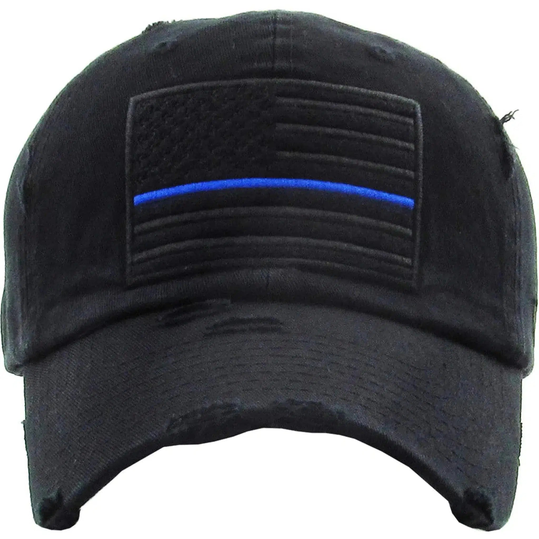 Thin Blue Line Law Enforcement Police Distressed Adjustable Dad Hat by KB Ethos