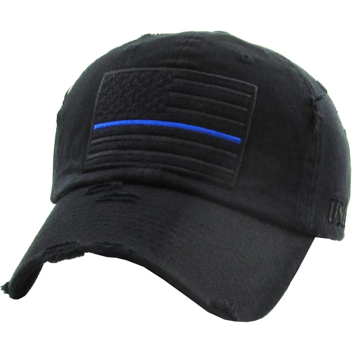 Thin Blue Line Law Enforcement Police Distressed Adjustable Dad Hat by KB Ethos