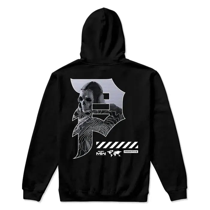 Primitive Skate Apparel & Call of Duty, Modern Warfare Collaborative Mapping Dirty P Men's Black Hoodie Sweatshirt