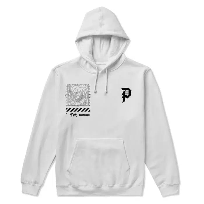 Primitive Skate Apparel & Call of Duty, Modern Warfare Collaborative Mapping Dirty P Men's White Hoodie Sweatshirt