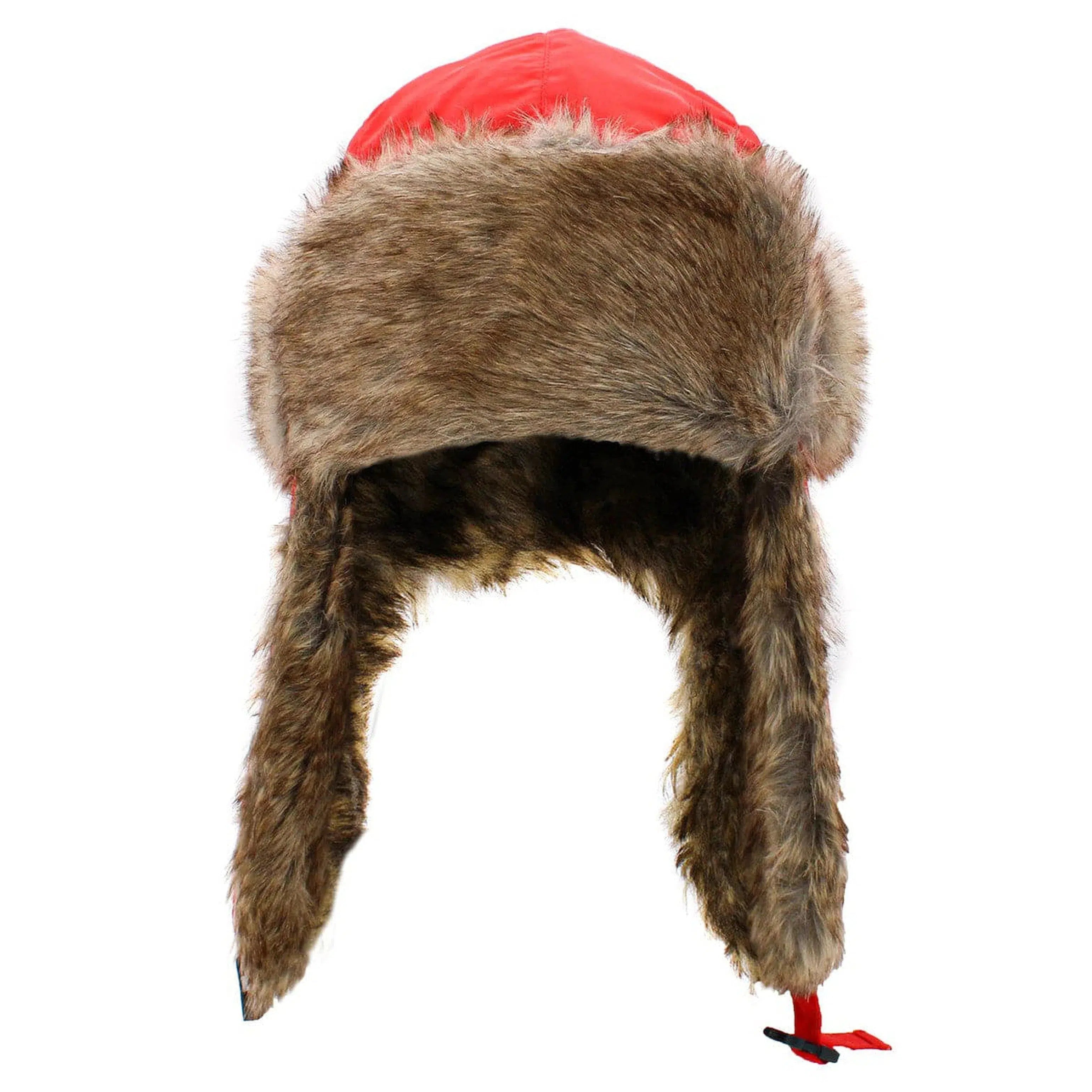 "Red Fur Lined Trapper Winter Hat by KB Ethos - Stay Warm in Style"