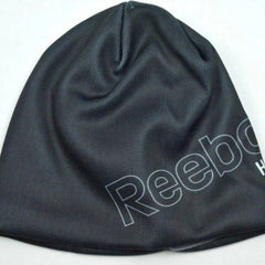 Reebok 8998 Hockey Logo Black Knit Fleece Lined Beanie Winter Hat