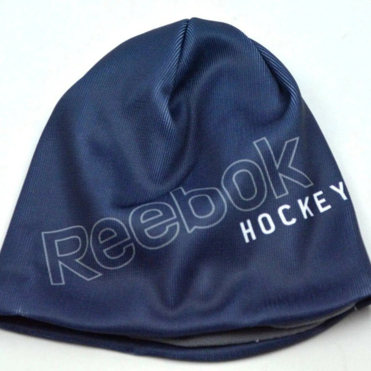 Reebok 8998 Hockey Logo Blue Knit Fleece Lined Beanie Winter Hat