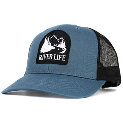 "River Life Blue & Black Mesh Back Trucker Hat by KB Ethos - Perfect for River Enthusiasts!"