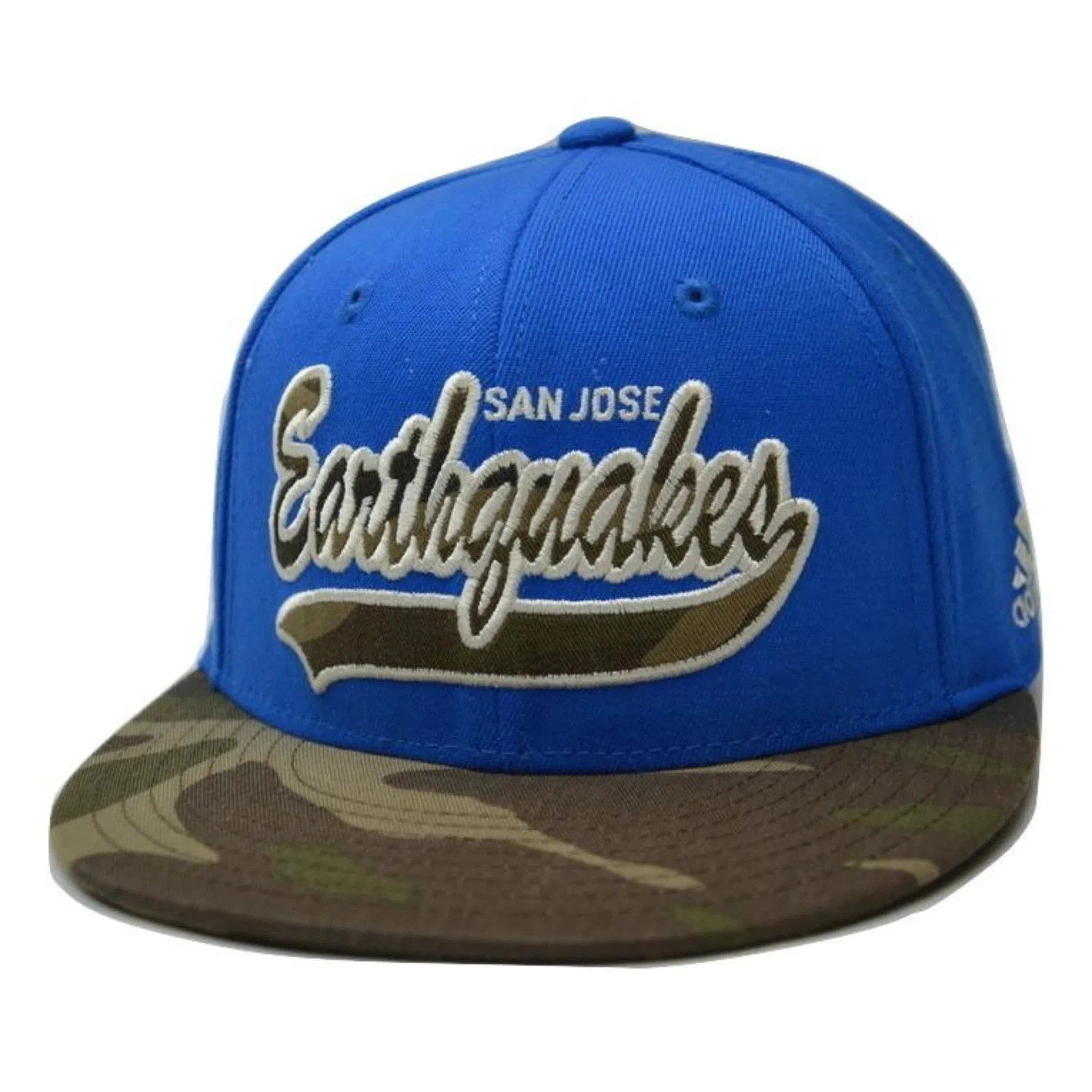 San Jose Earthquakes Adidas MLS Team Flex Fit Camo Flat Bill Hat Soccer Cap