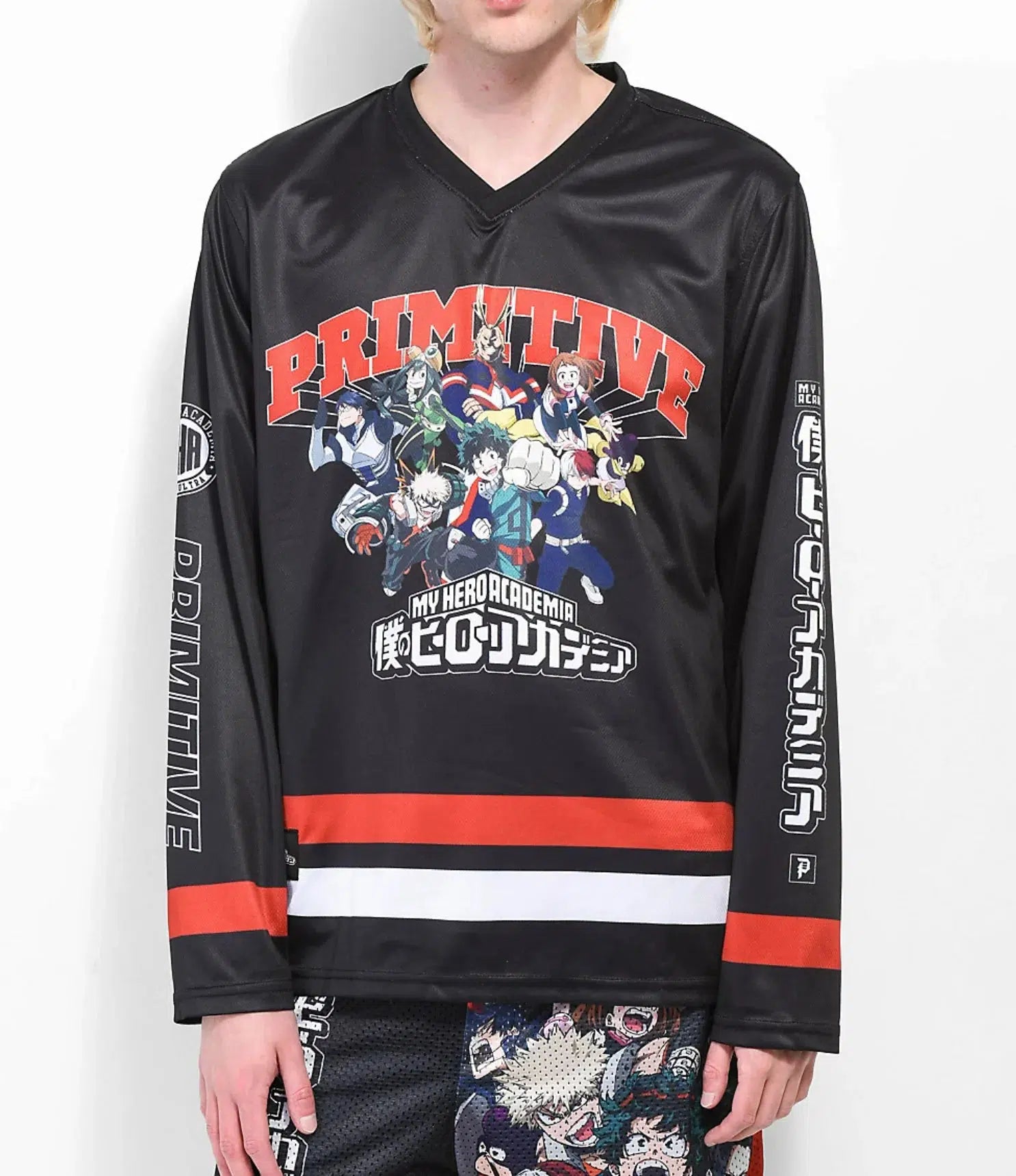 Primitive x My Hero Academia Black Hockey Jersey