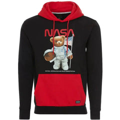 Navy Yard Top Designer NASA Teddy Bear Astronaut Red & Black Hoodie Adult Hooded Sweatshirt