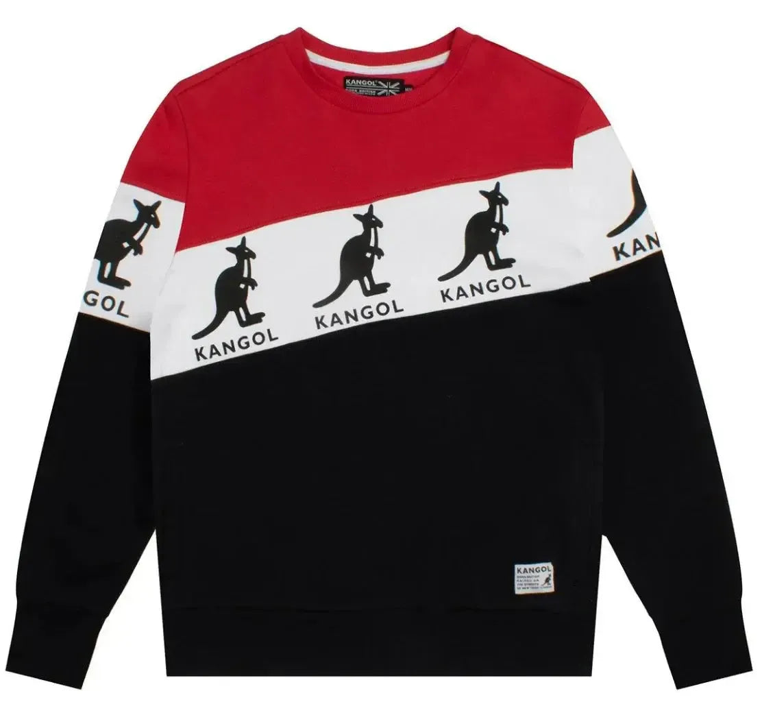 Kangol Men's Color Block Crewneck Pullover Sweatshirt - Red/White/Black