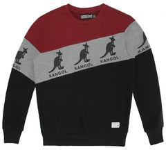 Kangol Men's Color Block Crewneck Pullover Sweatshirt - Maroon/Gray/Black