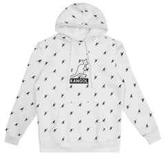 Kangol Men’s Allover Logo Off White Pullover Hoodie Sweatshirt