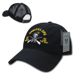 Special Ops Mess with the Best Black Relaxed Fit Trucker Hat Meshback Cap