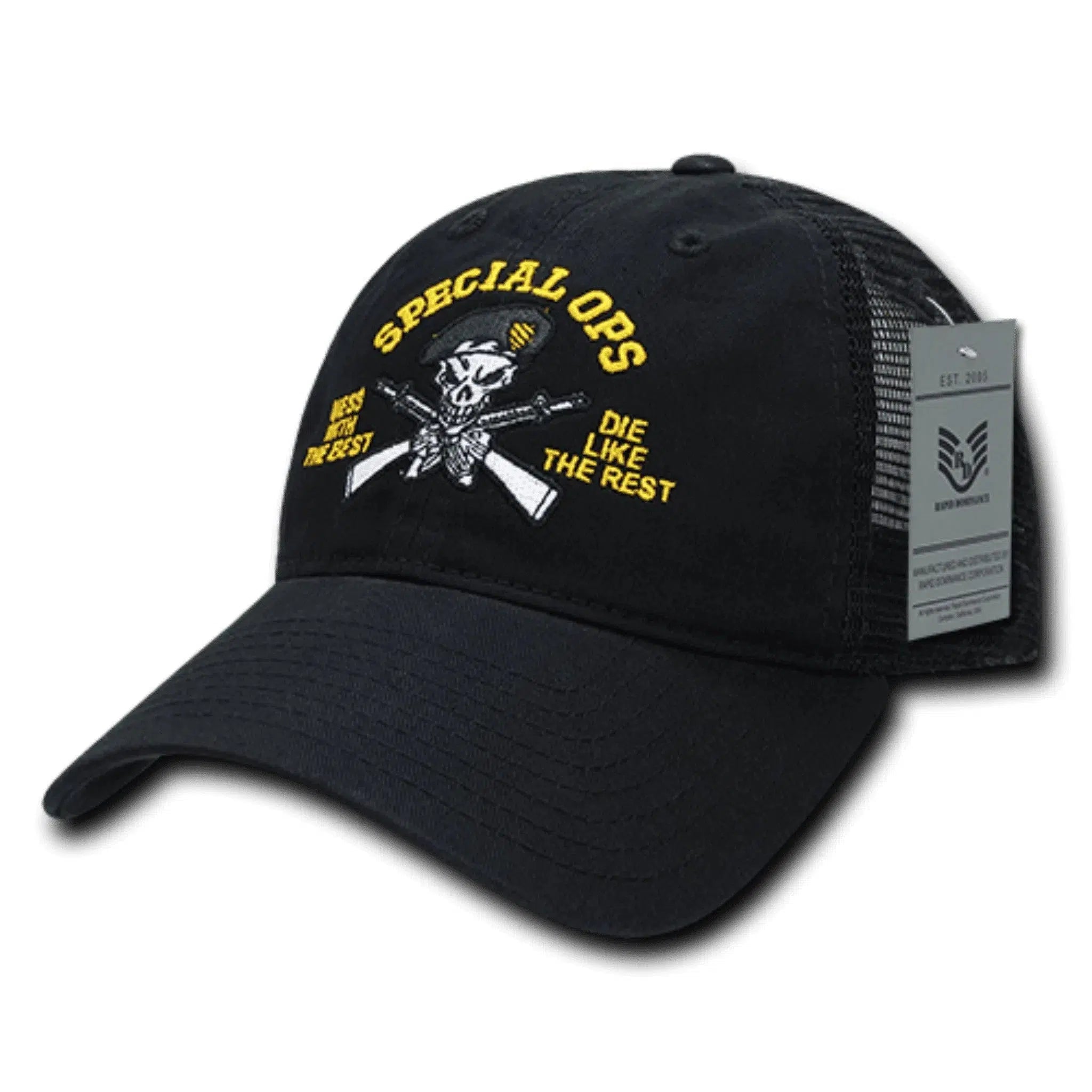 Special Ops Mess with the Best Black Relaxed Fit Trucker Hat Meshback Cap