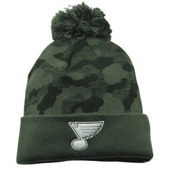 St. Louis Blues Adidas NHL Hockey Tonal Camo Knit Pom Pom Beanie Winter Hat