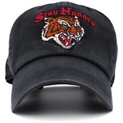 Stay Hungry Maritial Arts TIger Black Cotton Adjustable Cap Dad Hat