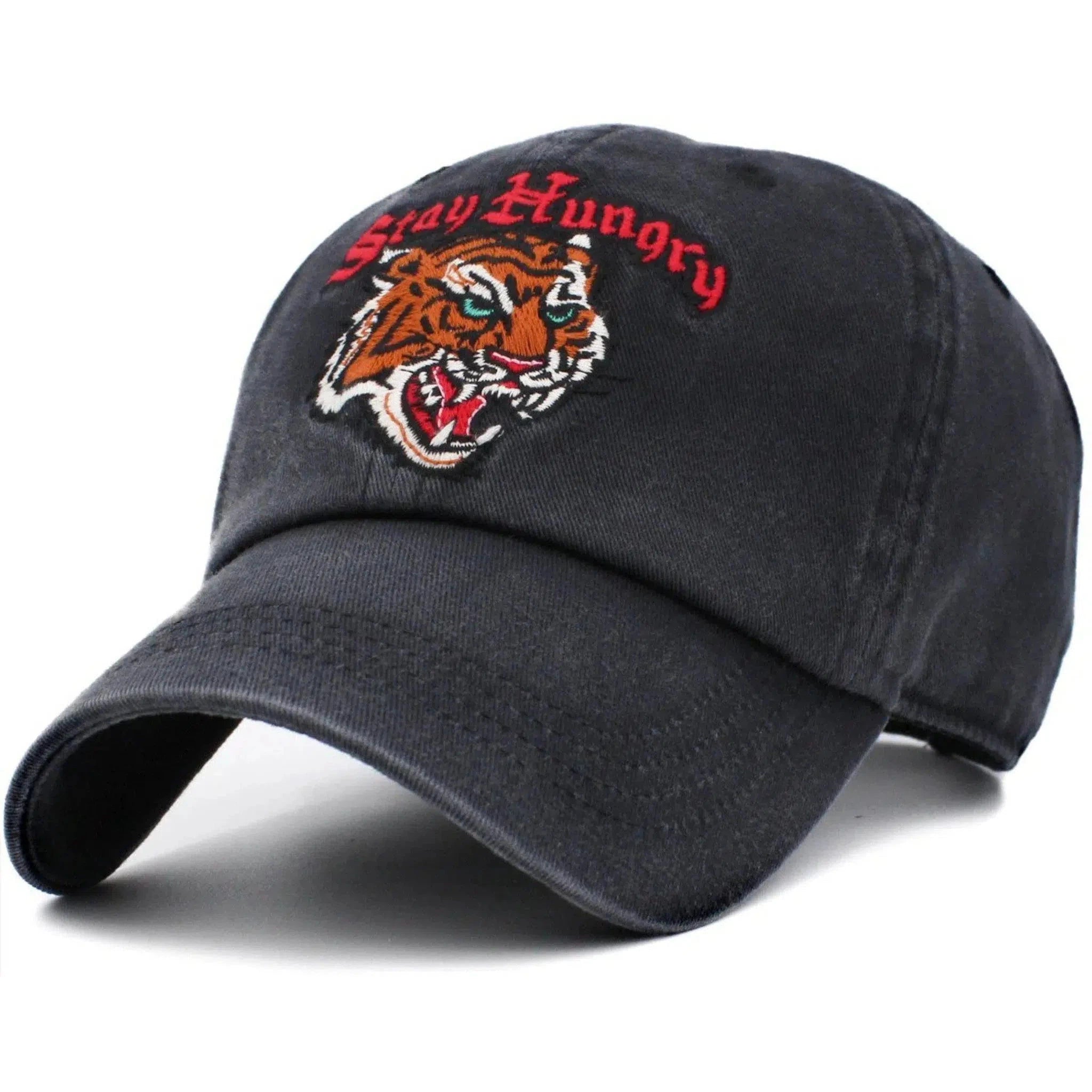 Stay Hungry Maritial Arts TIger Black Cotton Adjustable Cap Dad Hat