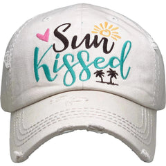 Sun Kissed Vintage Distressed Adjustable Light Beige Women's Baseball Hat