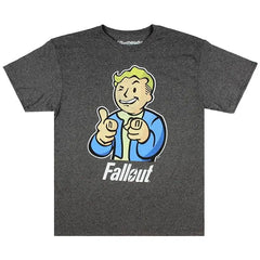 Fallout Video Game Vault Boy Short Sleeve Men's Heather Gray T-Shirt by Bethesda & Bioworld